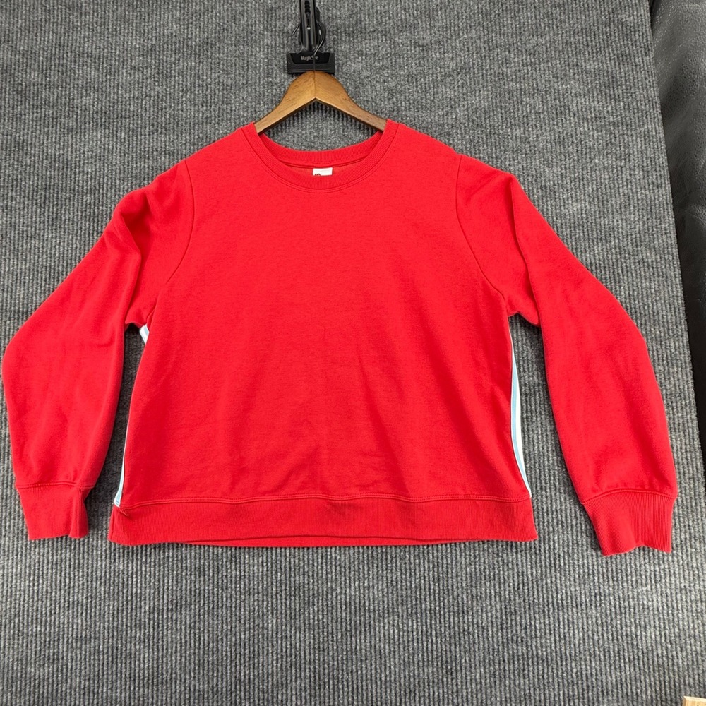 All In Motion Sweatshirt Womens XXL Red Excellent Side Stripe Crewneck Fleece
